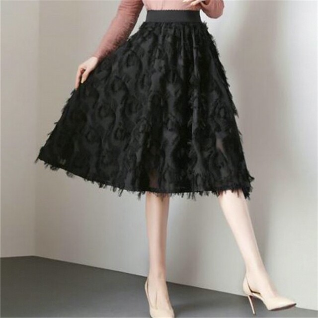 2025 Spring and Autumn New High-waisted Super Hot Fairy Sweet Chiffon Tassel Skirt Mid-Length Skirt Chic