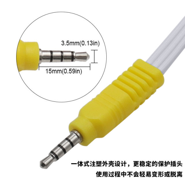 一分三AV转接线3.5mm转RCA红白黄视频线创维/TCL莲花母音频转接线