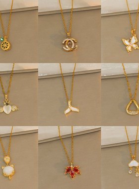 项链钛钢女夏季小众设计感轻奢项链女生精致百搭感简约配饰