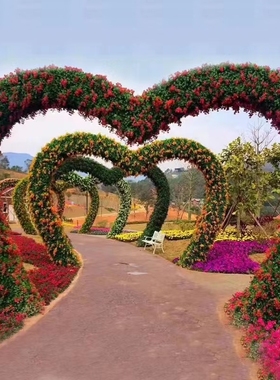 心形铁艺圆环拱门婚礼舞台背景装饰摆件布置网红打卡美陈景区道具