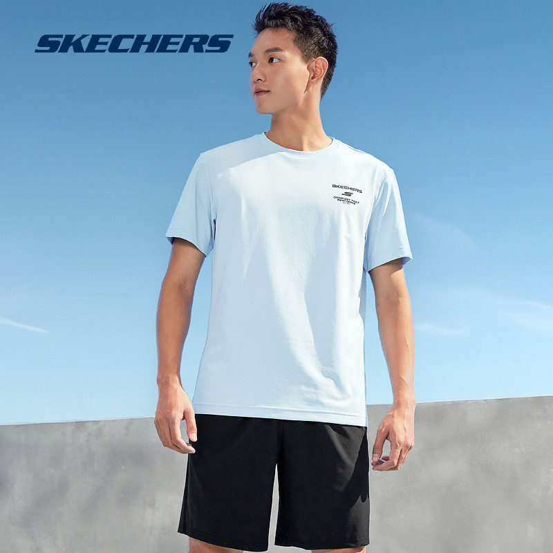 Skechers斯凯奇黑色T恤男款短袖短裤速干运动套装吸湿圆领上衣,淘宝优惠券,粉丝福利购,淘宝优惠卷