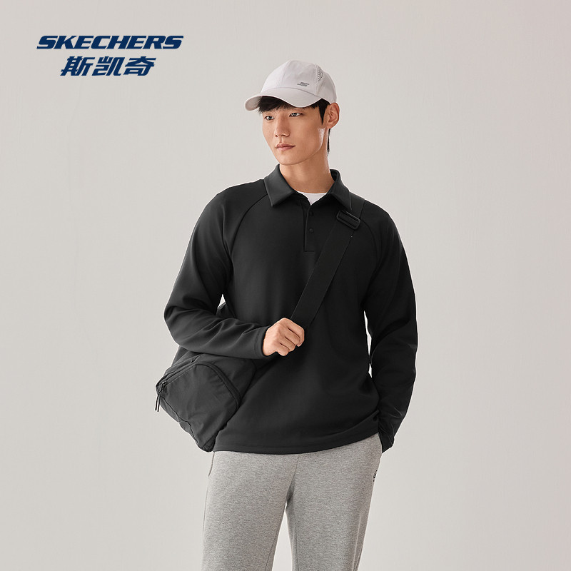 斯凯奇运动POLO衫2026冬季男士针织长袖衫吸湿速干透气舒适百搭,淘宝优惠券,粉丝福利购,淘宝优惠卷