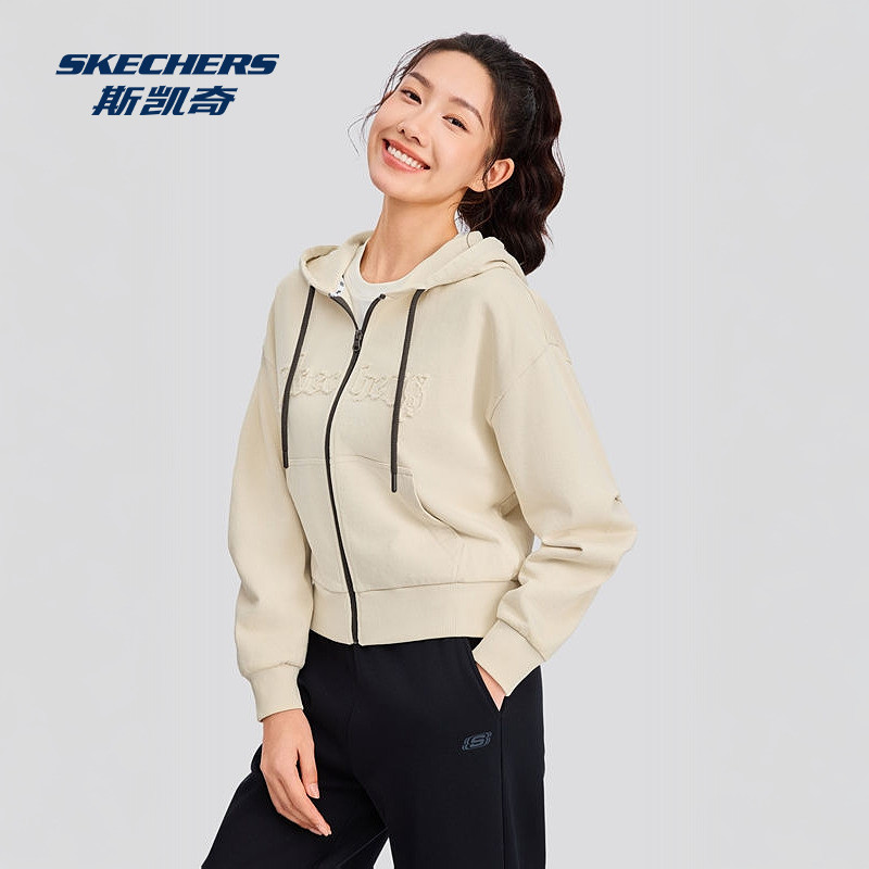 斯凯奇运动茄克2026秋季女款微形连帽外套全棉舒适保暖时尚潮流,淘宝优惠券,粉丝福利购,淘宝优惠卷