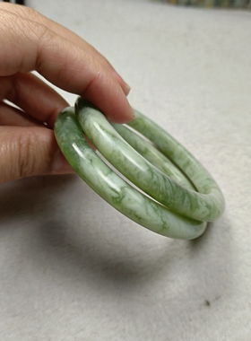 天然岫玉姐妹对镯54/56口保真