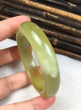 岫玉手镯冰皎皎正圈52口一物一图