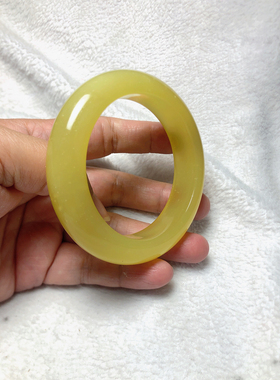 岫玉手镯正圈56口特色辽阳奶黄包玉镯子女天然玉石保真一物一图