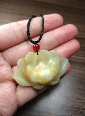 天然岫玉吊坠小件挂坠平安扣祥云锁金鱼莲花天青冻原石一物一图