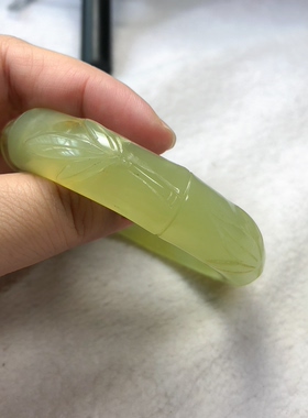 岫玉辽阳雕花手镯正圈58口竹节手镯包邮天然玉石一物一图