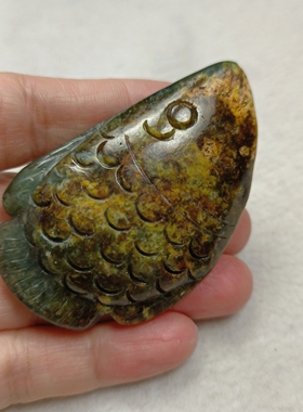 河磨玉鱼毛衣链挂件和田玉鱼吊坠送证书新年礼物一物一图天然玉石