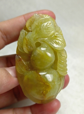 天然岫玉葫芦福禄双全吊坠