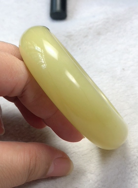 岫玉辽阳奶黄包宽版手镯正圈58口天然玉石一物一图保真包邮