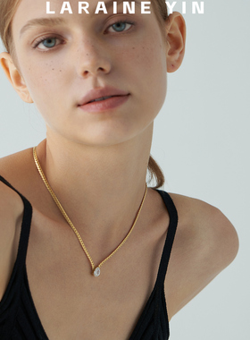 时尚百搭水滴锆石蛇骨链项链