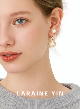 laraineyin珍珠葫芦耳环女S925银针轻奢高级感两戴锆石国风耳饰
