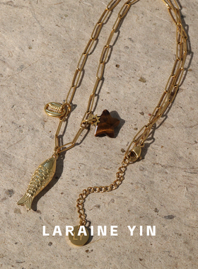 长款串珠项链毛衣链锦鲤吊坠颈链