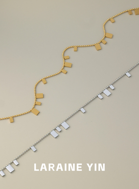 超闪小方块项链高级感日常通勤百搭钛钢锁骨链流苏叠戴颈链ins风