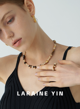 LARAINE YIN原创手工虎眼石串珠锁骨链女 小众高级感精致百搭项链