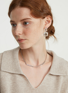 铜镀金瓦片设计情侣项链