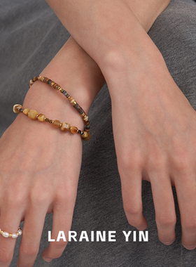 原创复古棕色手工串珠手链