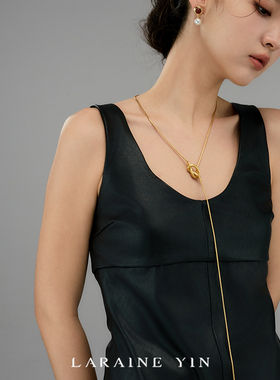 欧美小众金色绳结项链