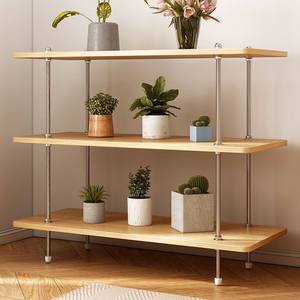 亿家达置物架简约落地客厅不锈钢多层书架卧室收纳架展示架中书柜