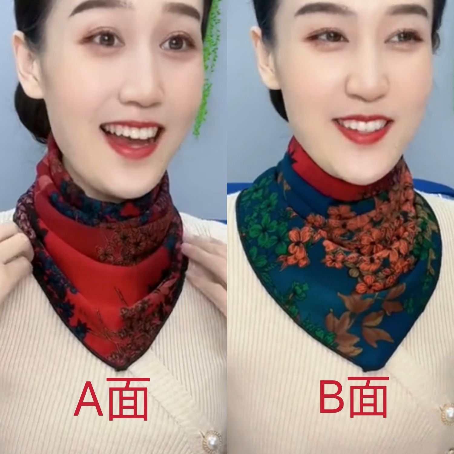 保暖三角围巾双排扣暗扣双层双面三角巾围巾韩系围脖女士护颈部女 - 图0