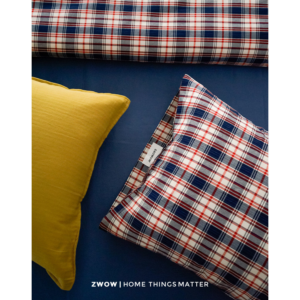 造卧zwow【织物】全棉重磅多股色纱复古中古风格子格纹枕套枕头套,淘宝优惠券,粉丝福利购,淘宝优惠卷