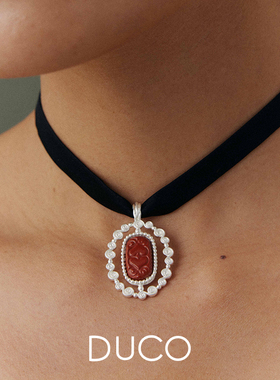 Amorflora丝绸款S纹理花环镶嵌项链法式复古中古颈链高级感轻奢风