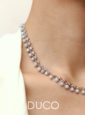 Fidiora系列蓝玉髓满圈项链925银气质百搭装饰品锁骨颈链