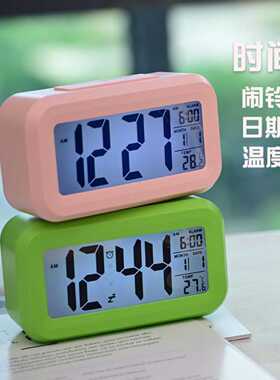 简约智能闹钟学生儿童电子钟桌面大数字时钟夜光大号温度聪明钟