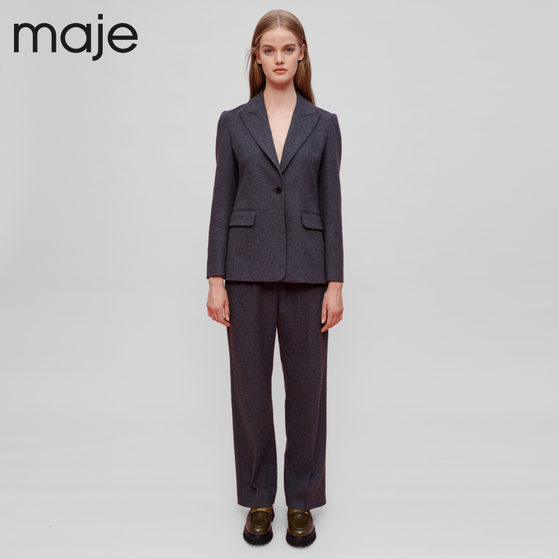 Maje Outlet女装时尚灰色格雷系挺阔西装西服外套上衣MFPVE00421 - 图0