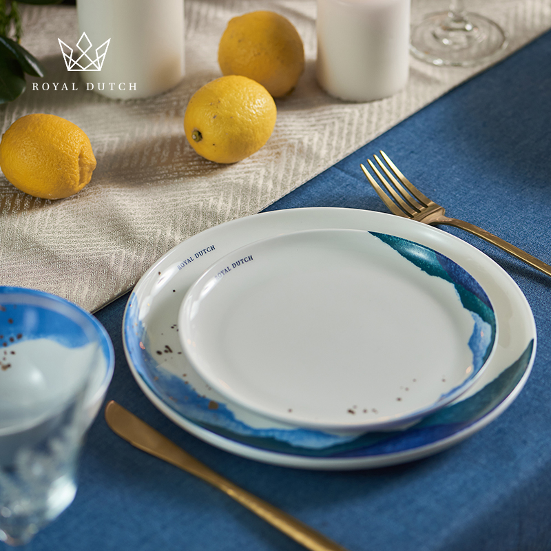 ROYAL DUTCH皇家荷兰水与餐桌骨瓷餐盘套装家用手绘小众高级礼物 - 图2