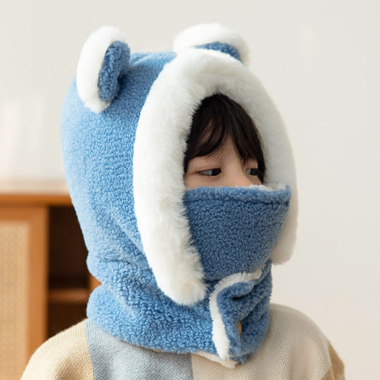 Thickened plush hat, scarf and mask all in one to keep warm