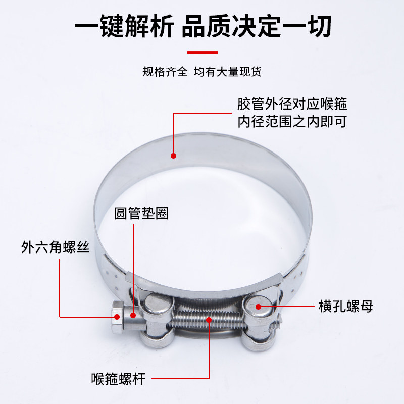 304不锈钢强力卡箍欧式抱箍加宽厚管箍喉箍管卡固定卡子管夹卡扣_虎窝淘