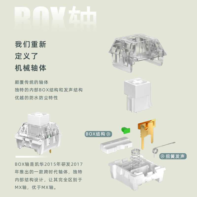 凯华kailh 官方机械键盘轴体经典游戏电竞BOX白红茶黑青轴非二代 - 图1