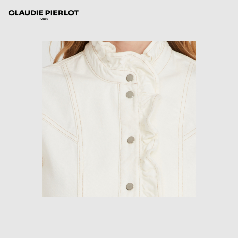 CLAUDIE PIERLOT Outlet女装法式气质白色牛仔连衣裙CFPRO01733 - 图2