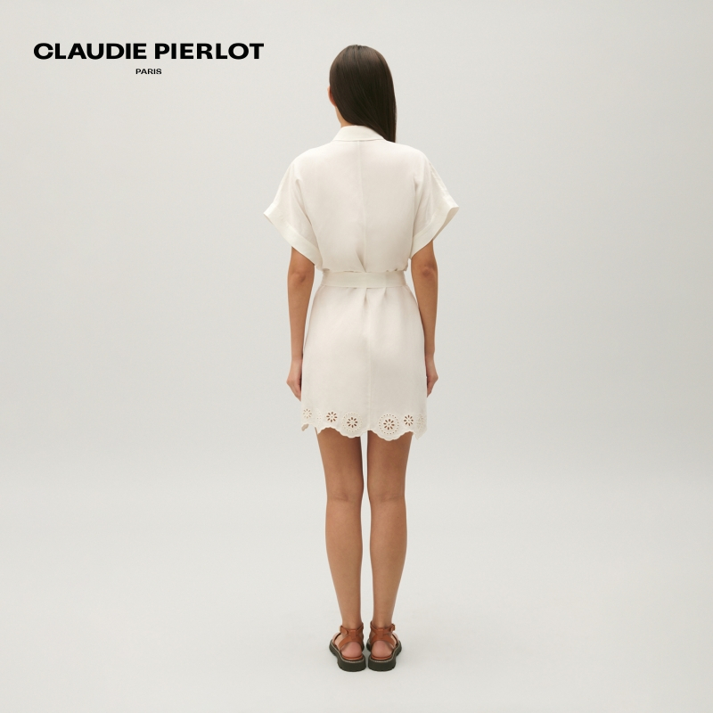 CLAUDIE PIERLOTOutlet女装气质白色镂空衬衫连衣裙CFPRO02001-图1