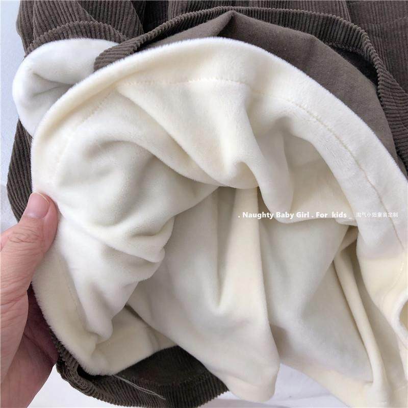 韩式秋冬新款女童洋气连衣裙高领女宝宝娃娃裙长袖灯芯绒加绒加厚,淘宝优惠券,粉丝福利购,淘宝优惠卷