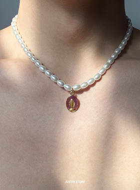 复古宫廷风拼接珍珠项链