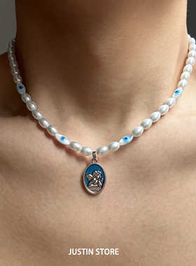 复古恶魔之眼珍珠项链情侣款