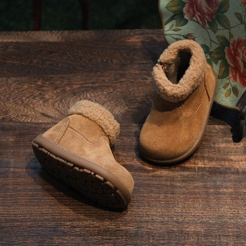 儿童雪地靴宝宝加绒短靴冬季新款男女小童保暖棉靴软底学步婴儿鞋,淘宝优惠券,粉丝福利购,淘宝优惠卷