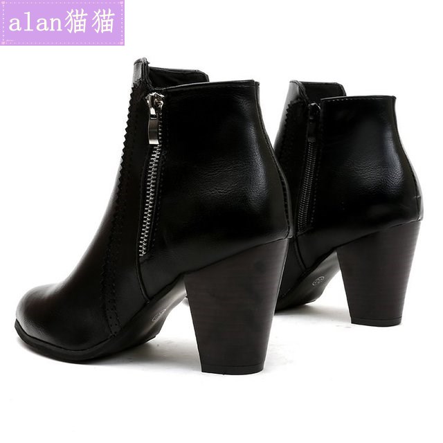 2020 woMen winter ladies high heels shoes Martin boots 41-43 - 图2