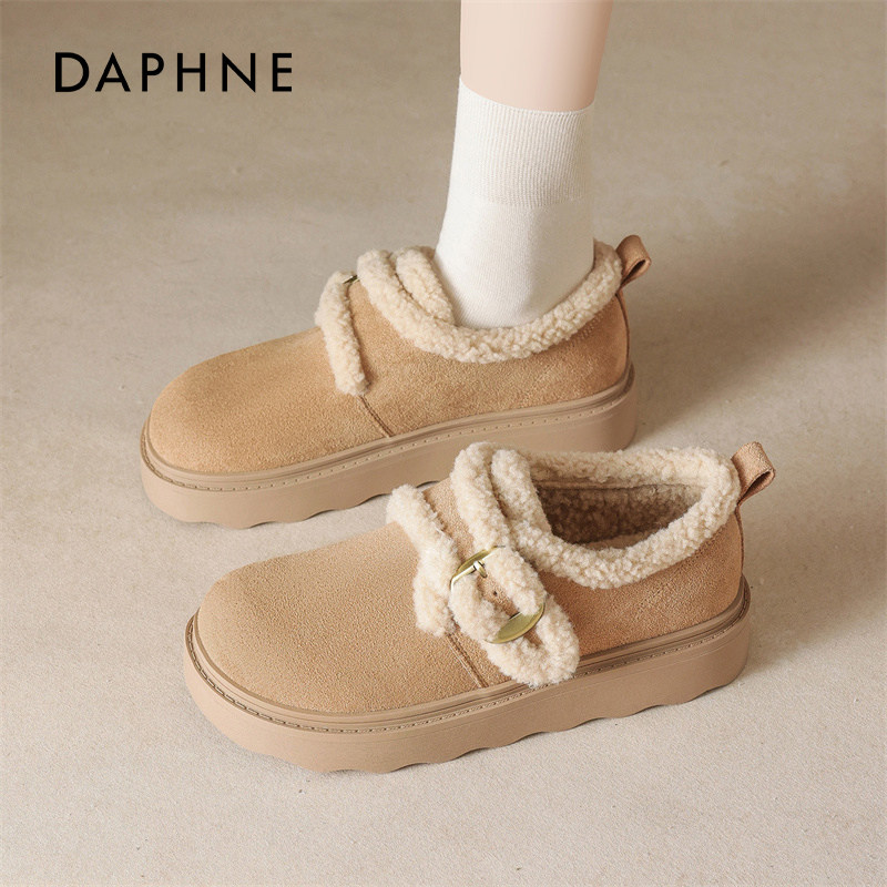 达芙妮加绒勃肯鞋女2026新款秋冬厚底休闲单鞋百搭一脚蹬懒人棉鞋,淘宝优惠券,粉丝福利购,淘宝优惠卷