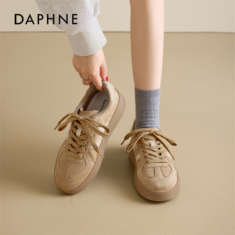 达芙妮德训鞋女2026春季新款复古休闲板鞋厚底美拉德棕色运动鞋子,淘宝优惠券,粉丝福利购,淘宝优惠卷