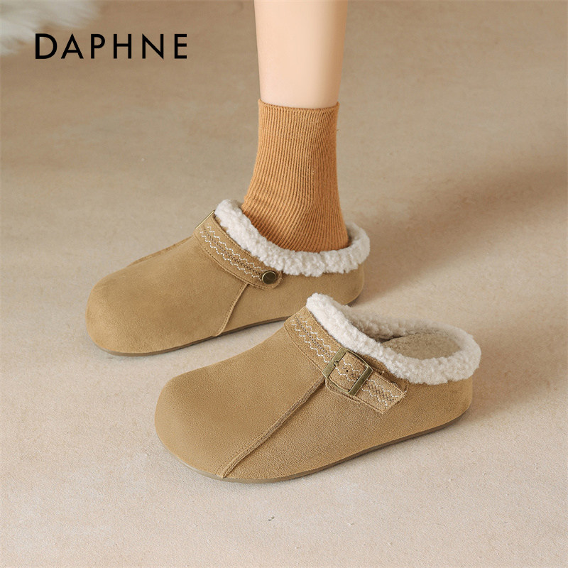 达芙妮厚底勃肯鞋女2026新款冬季保暖毛毛雪地靴孕妇单鞋加绒棉鞋,淘宝优惠券,粉丝福利购,淘宝优惠卷