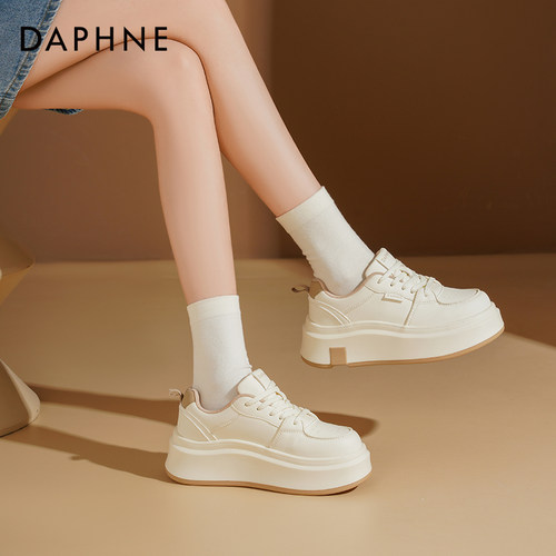 达芙妮厚底小白鞋女款2025新款加绒女鞋休闲运动鞋白色鞋子女鞋冬 - 图0