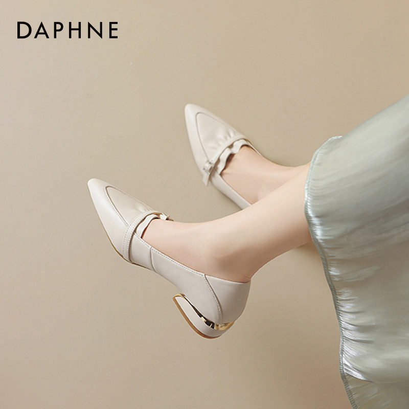 达芙妮法式单鞋女2026新款通勤尖头船瓢鞋冬季乐福鞋低跟女鞋皮鞋,淘宝优惠券,粉丝福利购,淘宝优惠卷