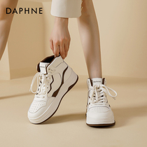 Daphne High Gang ladies shoes 2023 new autumn and winter small white shoes genuine leather this year popular 100 hitch sports casual board shoes