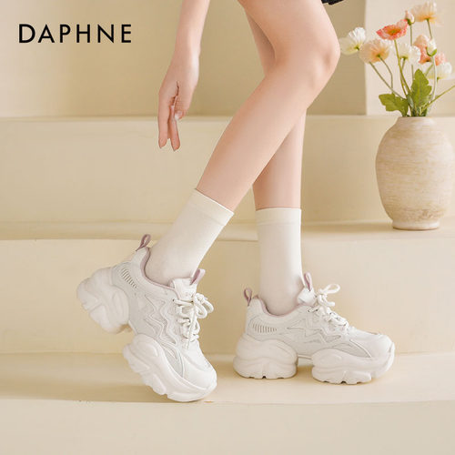 达芙妮老爹鞋女款2026新款秋季增高厚底女鞋子白色休闲运动鞋女款 - 图1