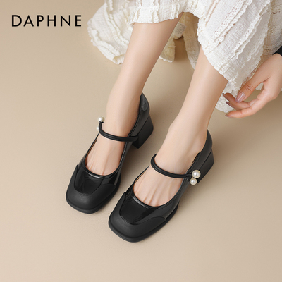 达芙妮单鞋女2025新款夏季百搭女鞋法式玛丽珍女鞋气质小皮鞋