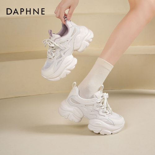 达芙妮老爹鞋女款2026新款秋季增高厚底女鞋子白色休闲运动鞋女款 - 图2